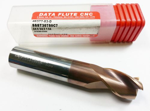 3/4&#034; data flute 46377-83-d solid carbide tin .030cr 3 flute end mill  (m729) for sale