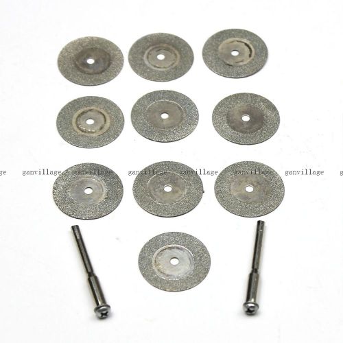 10 lot 1 inch 25mm diamond coated rotary cut-off wheel disc blades w/ 2 mandrel for sale