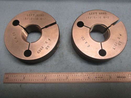 15/16 16 N 2 LEFT HAND THREAD RING GAGE GO NO GO .9375 P.D. .8969 &amp; .8917 TOOLS