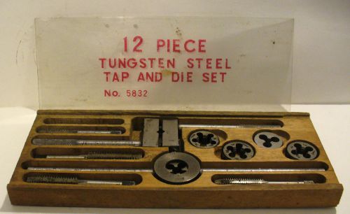 Tungsten 12 piece tap and dies set no 5832 w/wood case for sale