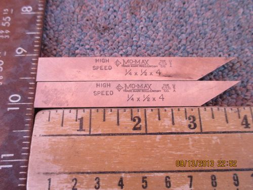 TWO 1/4&#034; X 1/2&#034; X 4&#034; CLEVELAND MO-MAX HIGH SPEED LATHE TURNING BIT MACHINIST