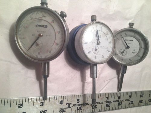 MACHINIST LATHE TOOLS LOT OF 3 DIAL INDICATOR GAGE(S) PHASE II TECLOCK CRAFTSMAN