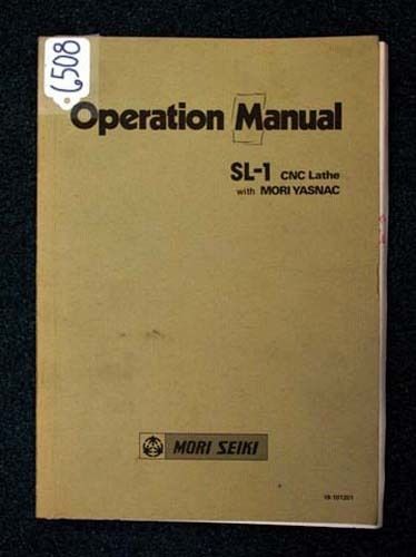 Mori Seiki Owners Manual for SL 1 (Inv.17972)