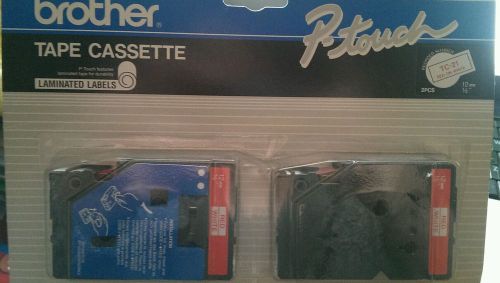 Brother Tape Cassette for P-Touch, 1/2 in, Red on White, 2 Pack - TC-21