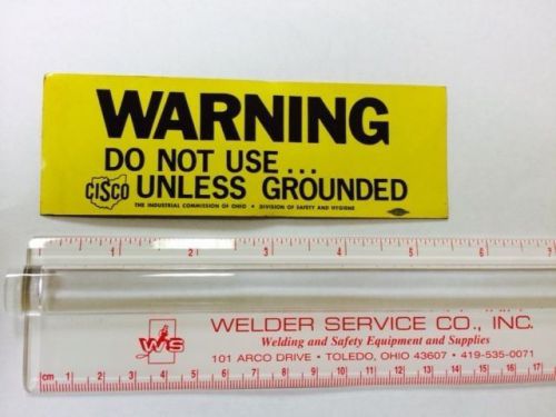 &#034;WARNING Do not use unless grounded&#034; Sticker, Vintage CISCO