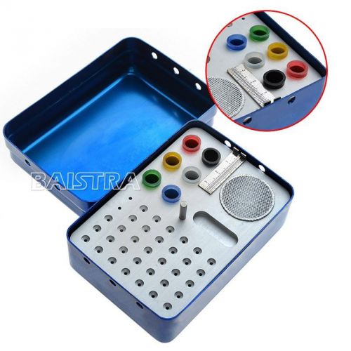 New Dental Aluminium Bur Holder Autoclave Disinfection Box 35 Holes Blue Color