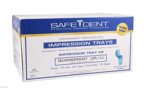 Safedent plastic disposable impression tray # 8 quardant ur/ll / 2 bag of 12 pcs for sale