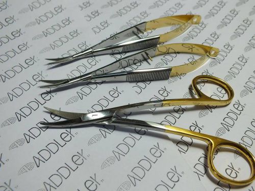 Dental Surgical Opthylmic Scisors Castro Legrange Golden set of 3 ADDLER German