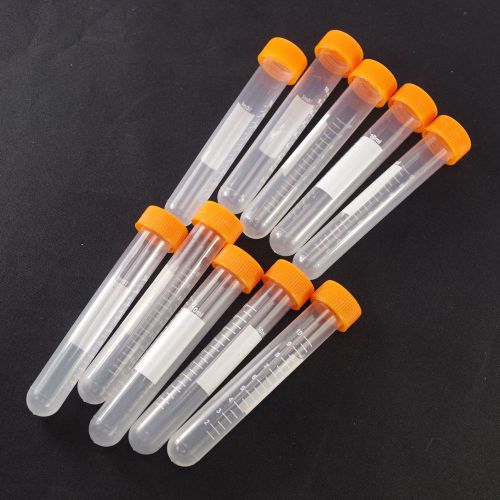 Plastic test tubes centrifuge tubes 10ml round bottom screw new x24