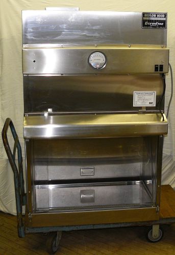 Germfree laboratories bbf-3ss-rx laminar flow pharmacy mixing hood with stand for sale