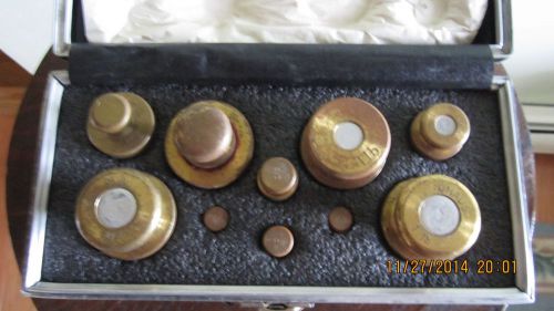 Vintage OHAUS Brass Scale Weights in Original Carrying Case- Set of Ten
