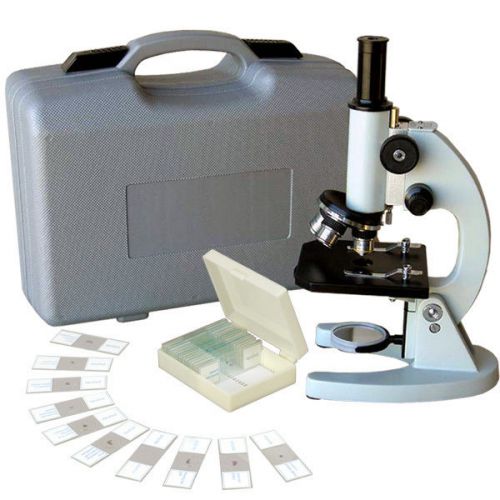 40x-640x metal body glass lens student microscope with abs case &amp; 25pc specimens for sale