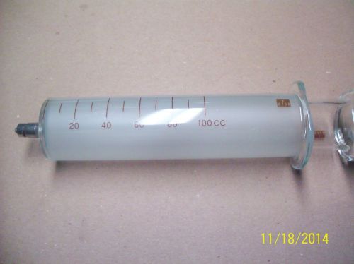 Bd yale glass syringe w/ metal luer tip reusable jumbo 100cc vintage wwii nurse for sale