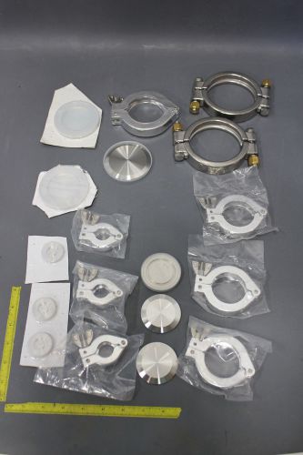 Lot new vacuum clamps &amp; centering ring w/ viton o-ring fittings (s10-4-107i) for sale