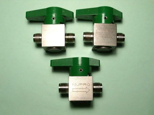 Three (3) Nupro / Swagelok 3/8&#034; stainless steel, 1/4 turn plug valve, SS-6P6T