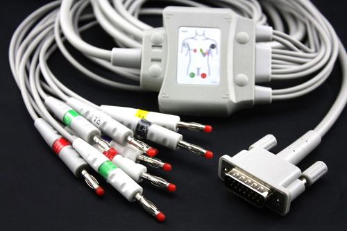 Philips M3703C Compatible 10-Lead EKG Cable, 15 pins, IEC, K1213B