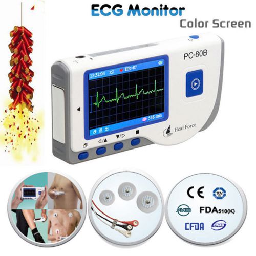 CE LCD Prince 80B Handheld ECG machine portatil Portable EKG Monitor +lead wire
