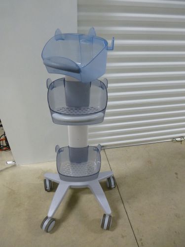 Datascope rolling medical device stand w/ three trays - 5 wheels sturdy 42.5&#034; for sale