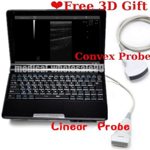 Laptop ULTRASOUND SCANNER Exam &amp; Diagnostic Machine +2 Probes(Convex+Linear)