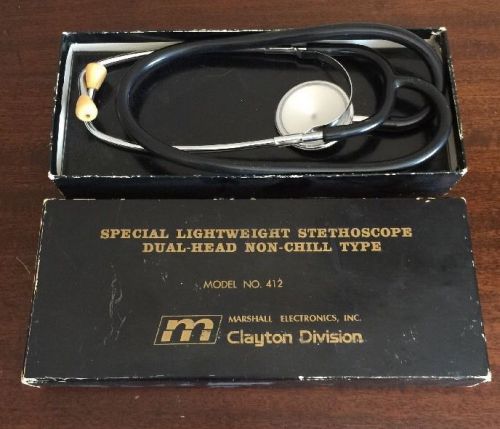 Vintage Lightweight Dual Head Stethoscope Marshall Electronics Model 412 Clayton