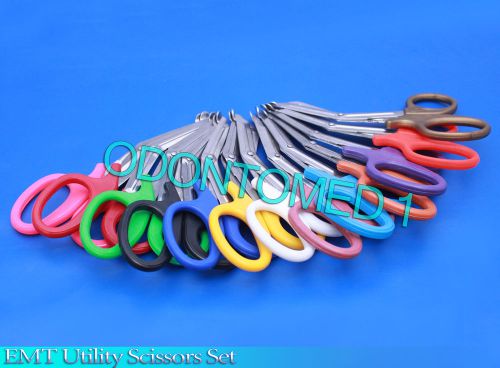 3 pcs (neon green &amp; teal &amp; blue) paramedic utility bandage emt scissors 7.25&#034; for sale