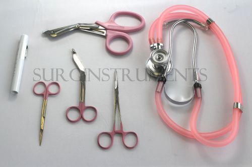 6 piece pink paramedic set - diagnostic emt nursing ems emergency sprague for sale