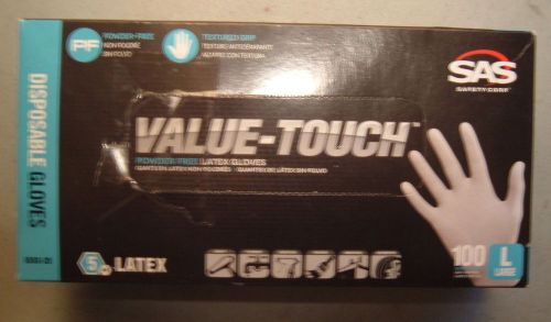VALUE TOUCH POWDER FREE TEXTURED GRIP LATEX DISPOSABLE GLOVES 100 LARGE 5 ml