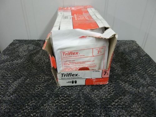 40 pair triflex latex surgical glove sterile sz size 7.5 7 1/2 cardinal new for sale