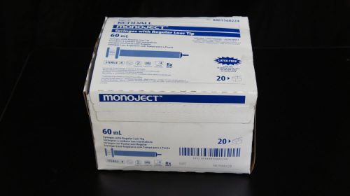 Kendall 8881560224 Monoject 60ml Syringes with Regular Luer Tip ~ Box of 20