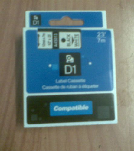 1 x dymo d1 black/ white  tape cartridge 45013 12mm. x 7m. for sale