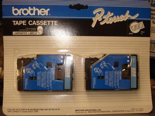 GENUINE BROTHER P-TOUCH TAPE CASSETTE BLUE ON CLEAR SEALED NEW TC-12 TWO (2)