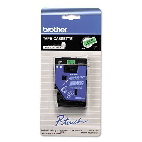 Brother printer tcd001 1/2 in. black on fluorescent green p-touch tape, for sale