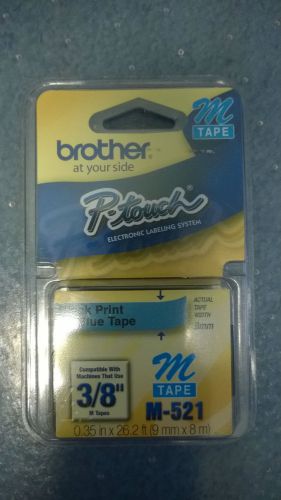 Brother M-521 3/8 In. Black On Blue P-touch Tape BRAND NEW