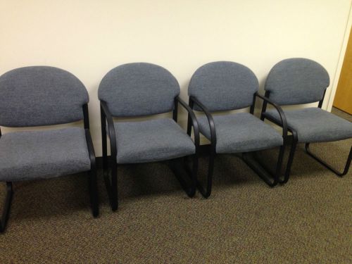 ***lot of 4 guest/lobby chairs by corel w/ black color metal sled base*** for sale