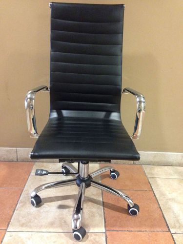 New black modern ergonomic ribbed high back executive computer desk office chair for sale