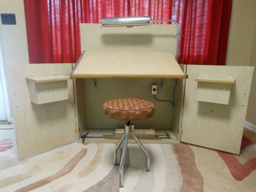 Vintage Mid Century DRAFT-N-EER Industrial Art Drafting Table Board Lamp Stool
