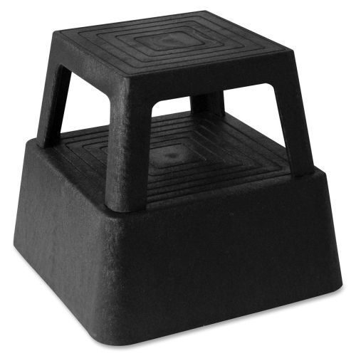 Genuine joe structural plastic step stool - 350 lb load -14.3&#034;x14.3&#034; - black for sale