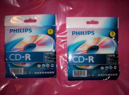PHILIPS CD-R 700MB 80 Min. 52x Speed Blank ~TOTAL OF 6 CD-R~~BRAND NEW