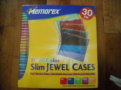 Memorex Multi-Color Slim CD Jewel Cases 30pk - New Sealed Package