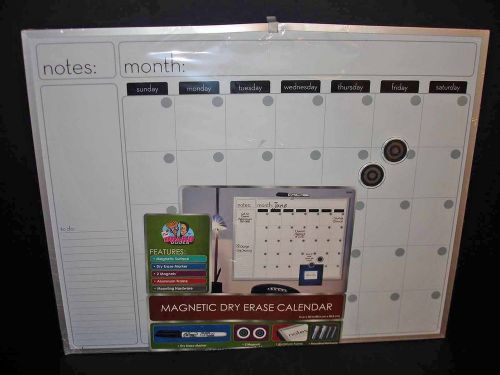 Magnetic dry erase calendar 20&#034; x 16&#034; aluminum frame w/mounting hardware for sale