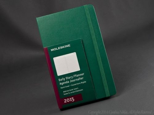 Moleskine 2015 green daily diary planner day agenda hard cover large 5&#034; x 8 1/4 &#034; for sale