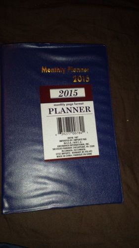 2015 Monthly Planner Calendar. Sz.8&#034;x6&#034; Monthly Page format. Navy Blue. Vinyl