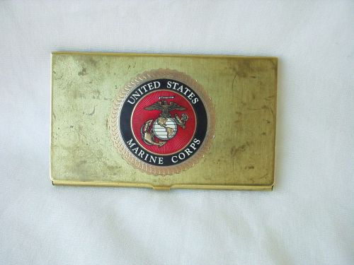 vintage brass U S Marine Corps business card holder