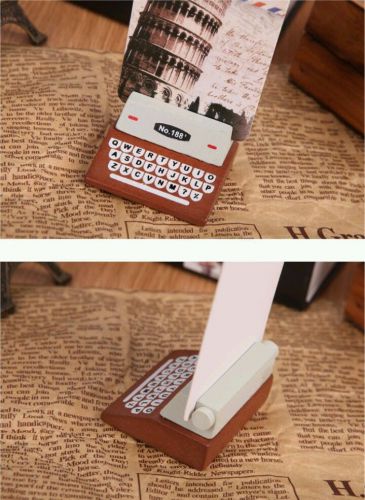 Lovely classical typewriter /printer sharp wood photo clip holder / notes clip.