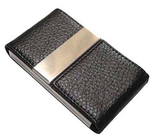 PU Leather Stainless Steel Magnetic Business Office Credit Card Holder Case B52B