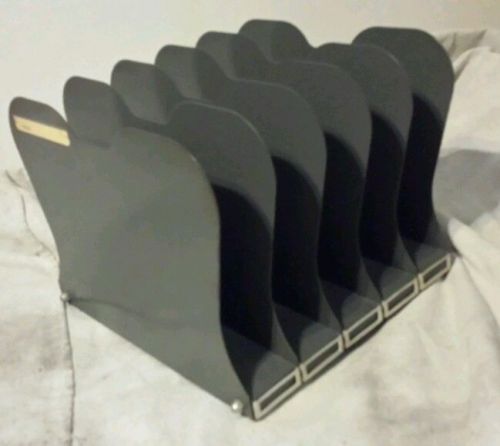 Vtg curved metal industrial desktop paper sorter filer organizer holder 5 slot for sale