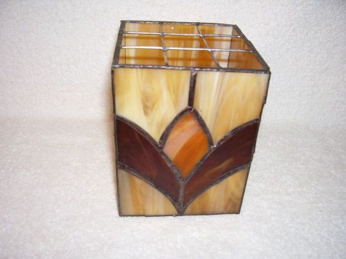 Classic Stained Glass Pencil Holder Various Brown Shades