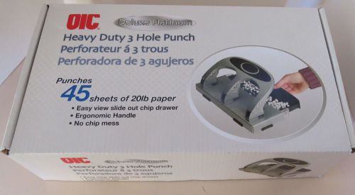 OIC OFFICEMATE Heavy Duty Paper Punch, Three Hole, Silver - #90100