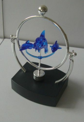 Desktop Toy Office Desk Spinning Planet in orbit with Blue Dolphins Perfect Gift