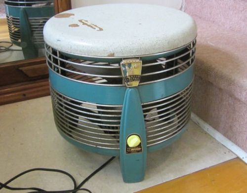 Emerson seafoam/aqua blue electric 74646-aw hassock floor fan mid century 1950&#039;s for sale